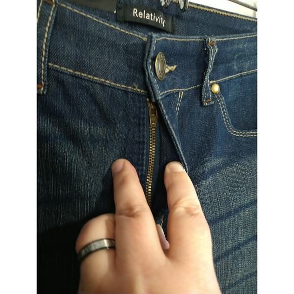 Relatively Woman 10P Jeans Dark Water Grunge Straight Stretch Slightly Below... - Picture 6 of 10